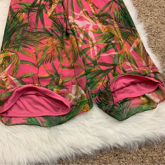 Zarr Collection One Shoulder Pink Tropical Print Pant Jumpsuit - Picture 9 of 12